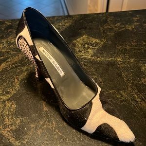 Manolo Blahnik cowhide one of a kind gorgeous heels